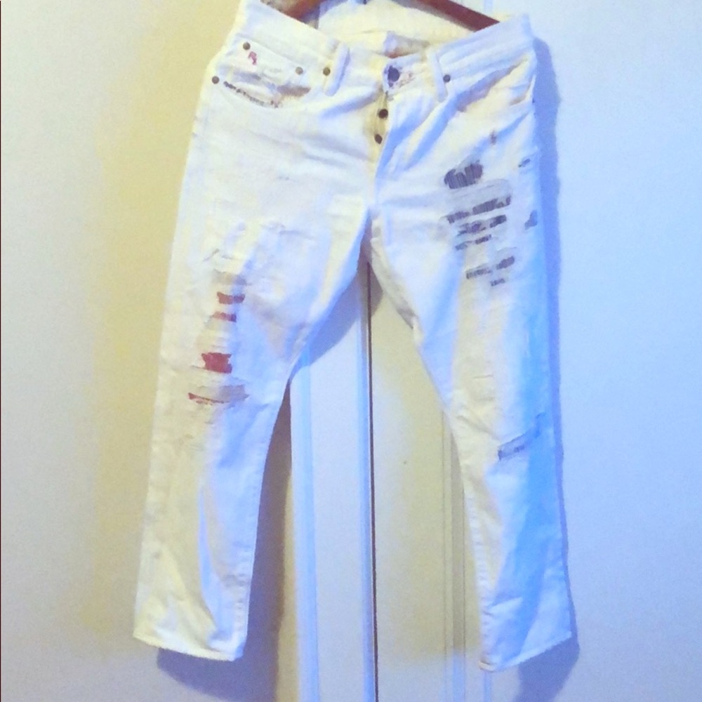 Polo Ralph Lauren White distressed denim